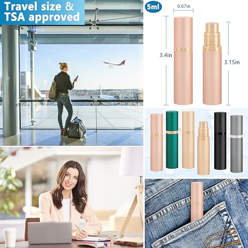 Travel Refillable Perfume Atomizer Bottle 5ml Leakproof Travel Perfume Refillable Bottle, Perfume Atomizer (Rose Gold)