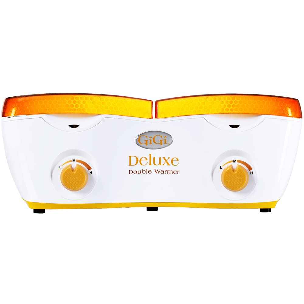 GiGi Deluxe Double Wax Warmer - Hair Removal Waxing Kit Heater, Dual Pot Design, Adjustable Temperature Control, Salon & Home Use, 14 oz (2) Wax Can