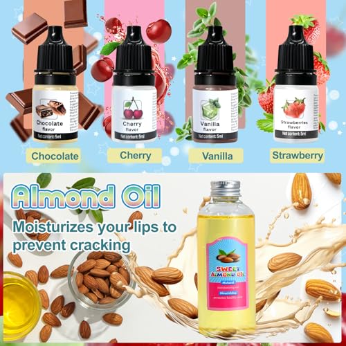 JUYRLE DIY Lip Balm Kit - Make Your Own Natural Beeswax Lip Balm with Containers, Moisturizing Base, Perfect for Kids and Adults