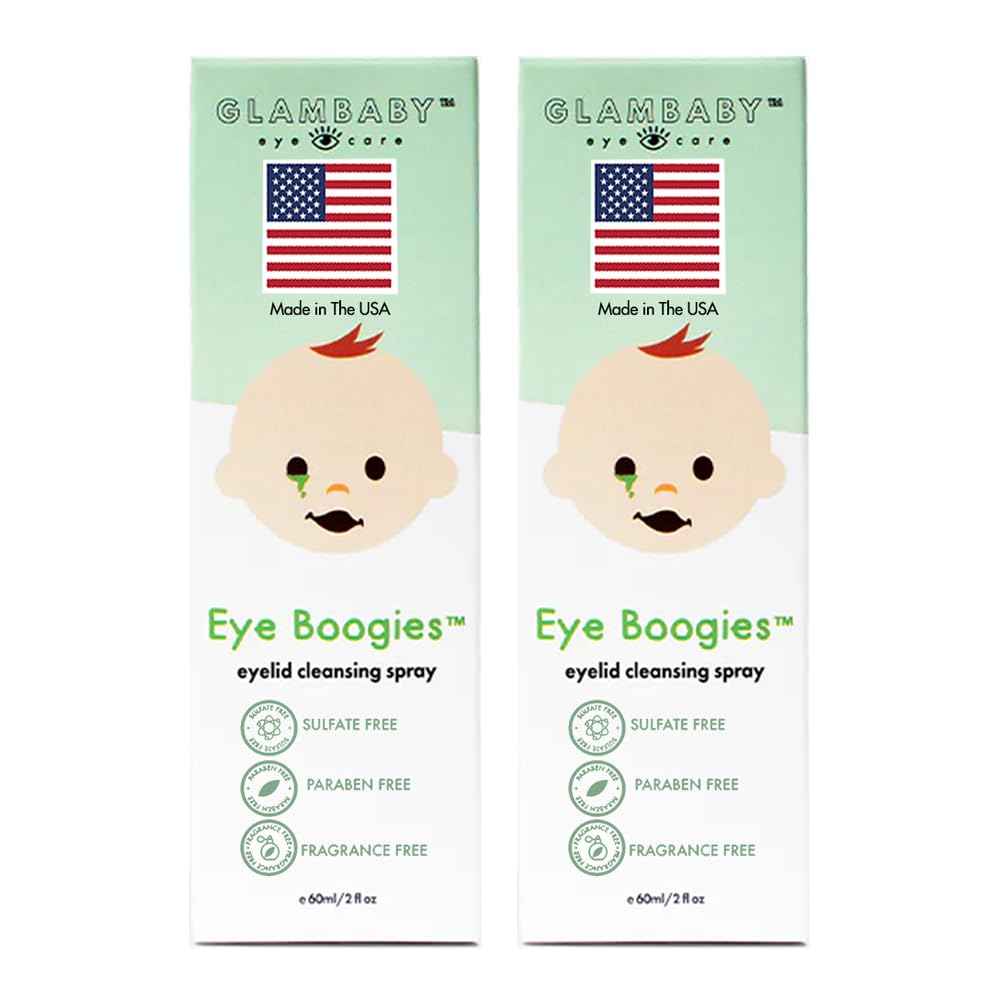 GlamBaby Eye Boogies Stye Eye Treatment | Sting-Free & Wipe-Free | Hypochlorous Eyelid Cleanser & Pink Eye Drops | Provides Allergy Conjunctivitis & Blepharitis Relief | Baby Eye Drops Spray (2 Pack)