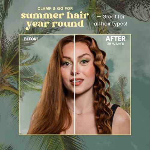 The Beachwaver Co. 3B Waver - Pink Catwalk | Triple Barrel Hair Waver for Mermaid Waves | Professional Curling Iron with Adjustable Temperature, LED Screen, and Ceramic Barrels