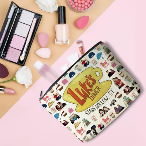 Gilmore Inspired Makeup Bag Girls Merchandise Fans Gifts Luker's Dinner Inspired Gifts for Mom Girl Daughter Sister Friend Travel Toiletry Makeup Organizer Zipper Pouch