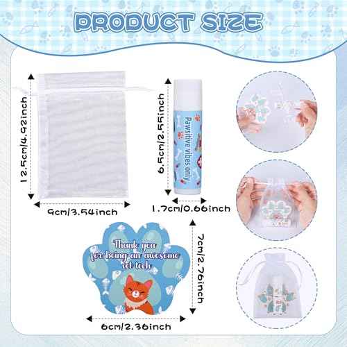 24 Pcs Vet Tech Gift Veterinary Appreciation Gifts Include Lip Balm Thank You Tag Organza Bag Veterinarian Week Gift for Veterinary Technologist Nurse Suitable Birthday Christmas Thanksgiving Gifts