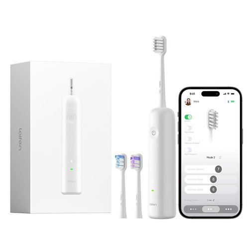 Laifen Wave Electric Toothbrush, Oscillation & Vibration Sonic Electric Toothbrush for Adults with 3 Brush Heads, IPX7 Waterproof ADA Accepted Travel Powered Toothbrush ABS(White)