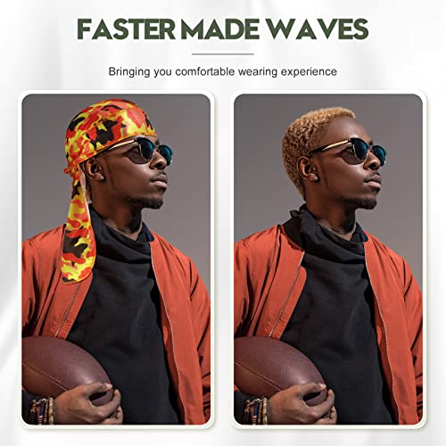 6 pcs Silky Durag with Long Tail and Wide Straps Colorful 360 Waves Doo Rags Durag Cap for Men and Women Hip Hop Rapper