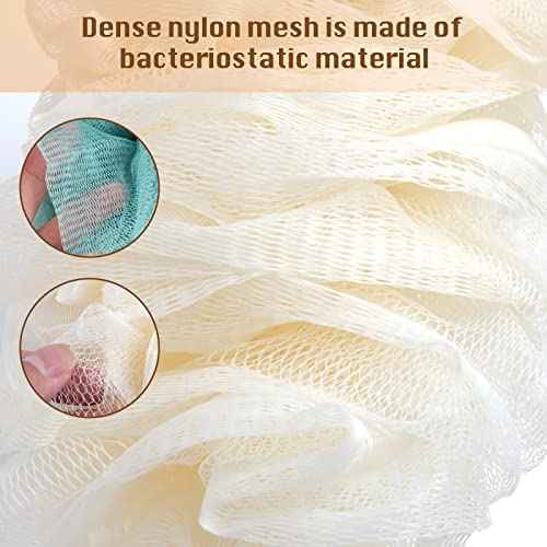 2Pack Back Scrubber for Shower£¬PIPUHA Loofah Sponge Shower Brush Using Body Exfoliating with Long Handle, Loofah on a Stick for Men Women, Bathing Accessories for Body Brushes (Blue and White)