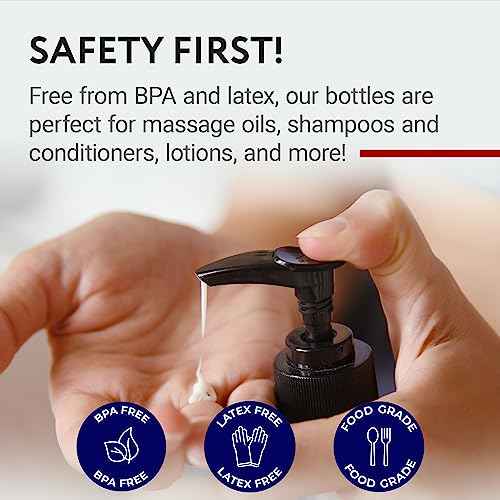 Impresa Plastic Pump Dispenser Bottle - Versatile Lotion Bottle with Pump for Massage Oil - Dishwasher-Safe Refillable Lotion Dispenser - Opaque, 8 Fl Oz, 6-Pack