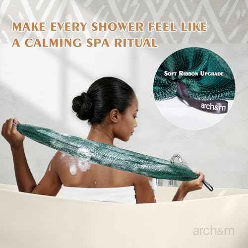 African Net Sponge Authentic Exfoliating - Exfoliating Body Scrub Bath Sponge Back Scrubber Washcloth for Shower Toiletry Bag Real Afroscrub Exfoliator Bathing Care Accessories Purple + Pink ARCH&M