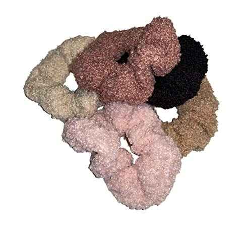 Guiyal 5 Pack Teddy Scrunchies, Premium Sherpa Scrunchy Elastic Hair Bands for Girls, Trendy Womens Hair Accessories (5 Colors)
