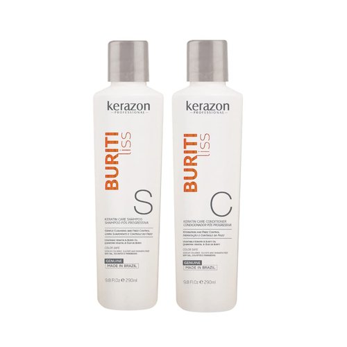 Kerazon Buriti Liss Keratin Treatment + Sulfate Free and Sodium Free Shampoo & Conditioner KIT