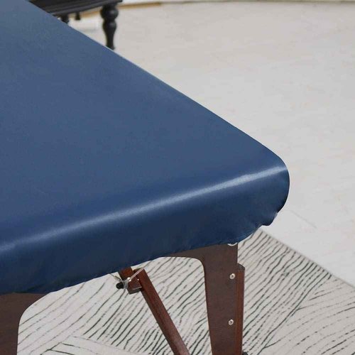 ARTABLE Massage Table Protection Cover Universal Fabric Fitted PU Vinyl Leather Bed Sheet Tables 28-32" Wide Fits Round&Square Corner Tables 1 Count (Dark Blue, 30 x 70 Inch)