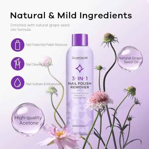 Acetone Nail Polish Remover: Professional Soak off Gel Nail Polish Remover Enriched with Natural Grape Seed Oil 8 Fl Oz for Gel Acrylic Nail Glue Dip Powder for Home Salon