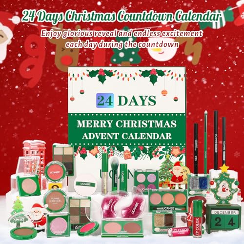 Makeup Advent Calendar 2025, 24 Days Christmas Makeup Gift Set for Adult Women & Teen Girls, UCANBE 2025 Xmas Countdown Calendar Beauty & Cosmetics Holiday Surprise Make Up Gift Kits for Women Full Kit