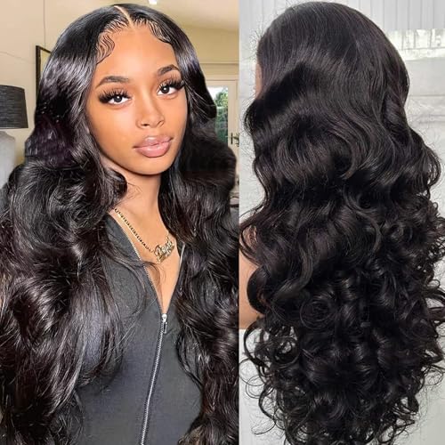 5x5 HD Lace Closure Wigs Human Hair 180% Density Glueless Wigs Human Hair Pre Plucked Pre Cut 24 Inch 5x5 Body Wave Lace Front Wigs Human Hair Wear and Go Glueless Wig