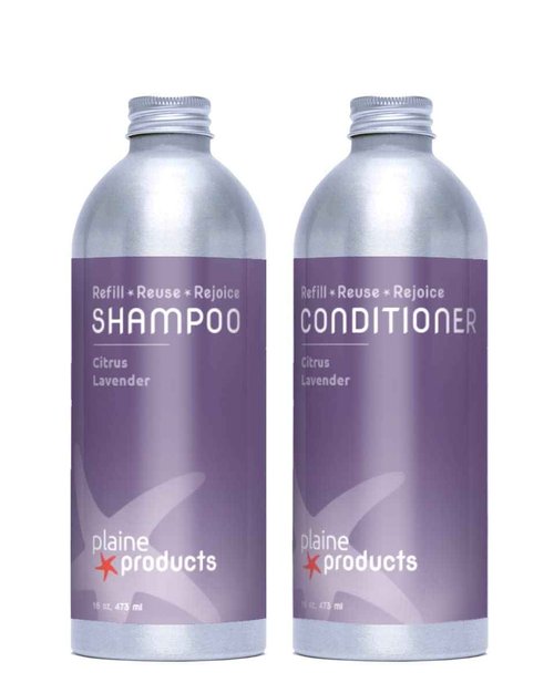 Plaine Products Eco-Friendly Shampoo and Conditioner - Citrus Lavender - Sulfate & Paraben Free, 16oz Refill Bottle