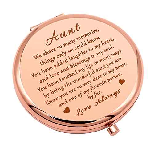 Aunt Gifts from Niece Nephew Rose Gold Compact Mirror Gifts Aunt Gift for Mothers Day Aunt Birthday Gift Ideas Thank You Gifts Folding Makeup Mirror Thanksgiving Retirement Gifts