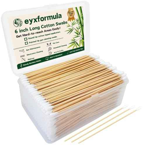 Eyxformula 500 PCS 6 Inch Long Cotton Swabs with Upgraded Sturdy Bamboo Sticks ? Lint-Free & Sufficient Cotton Tipped Applicators for Dog Ear Cleaning, Gun Maintenance, Makeup, Pet Care, Art & Crafts