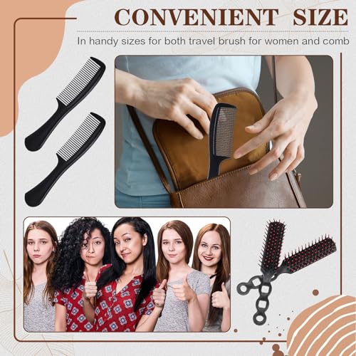 24 Pcs Hair Brush Combs Set Bulk Hairbrushes for Homeless Individually Wrapped Combs for Women Hotel Travel Nursing Charity Christmas(Black)