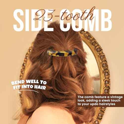 6PCS French Tortoise Hair Combs, 23-Closely-Tooth Hair Side Comb, Curved Comb Clip To Make A French Twist & Backcomb Front Hair