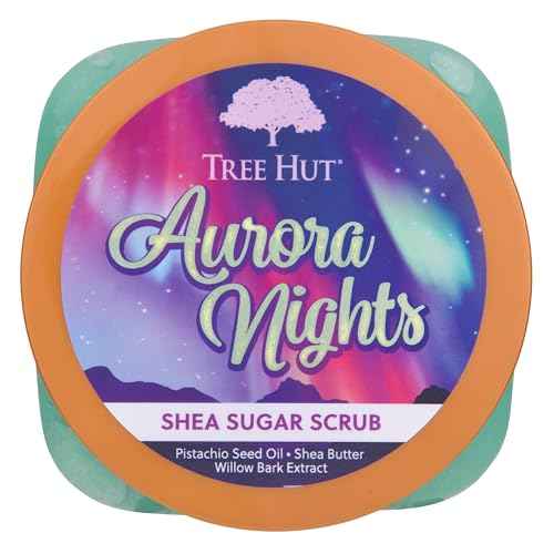 Tree Hut Aurora Nights Shea Sugar Scrub, Exfoliating, Hydrating & Moisturizing Body Scrub with Shea Butter & Nourishing Essential Oils, Smooth & Soften Skin, 18 oz