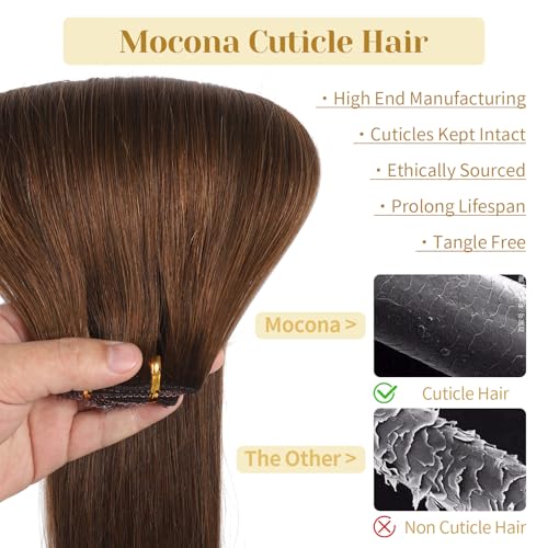 Clip in Hair Extensions Real Human Hair, Chocolate Brown ? 18 Inch 7pcs 150g/Pack, Soft Remy Human Hair Clip in Extensions Straight for Women, Suitable for all Hair Types (#4 18 Inch)