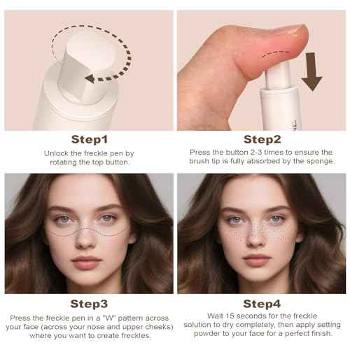 Faux Freckle Stamp Pen, Upgrade Liquid Freckle Pen and 6PCS Gold Glitter Fake Freckles Face Tattoo Set, Waterproof Quick Dry Magic Freckles Tattoo for Makeup and Party, Women Gift Set(Dark)