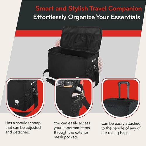 ZUCA MakeUp Artist Shoulder Bag w/Durable Utility Pouch Combo, MakeUp Organizer Bag -Lightweight,Versatile Multi-Compartment Design For Cosmetic Organization,Ideal For Travel & Makeup Sessions, Black
