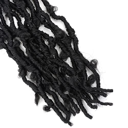 6 Packs 12 Inch Butterfly Faux Locs Crochet Hair for Black Women Distressed Faux Locs Pre looped Pre-twisted Braids (12 inch 6 pack, 1b)