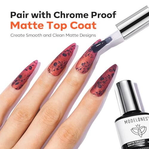 modelones 16 PCS Gel Nail Stamping Plate Set, French Tip Tool Gold Silver Pearl Chrome Powder Proof Matte Top Coat 2 Color Painting Gel Polish Nail Brush Winter Christmas Nail Art Manicure Gift Kit