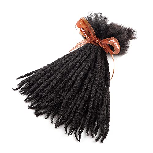 Orientfashion Textured Locs Extensions Human Hair,Natural Black 8-16inch 0.4cm 0.6cm And 0.8cm Human Hair Curly Ends Can Be Dyed Bleached Curled and Twisted(14 Inch 20strands, 0.4cm Natural black)