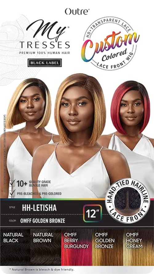 Outre Mytresses 100% Unprocessed Human Hair Custom Colored HD Lace Front Wig - LETISHA (Color:Natural Black)