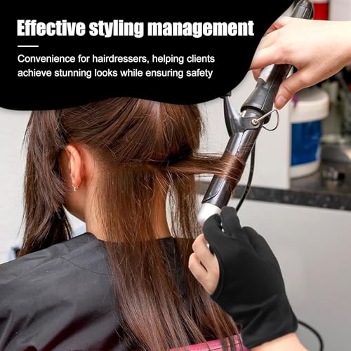 Heat Gloves for Hair Styling, Professional 3 Finger Barber Mittens, Heat Resistant Gloves for Hair Styling Perming,Hair Straightening, Curling Wand and Flat Iron
