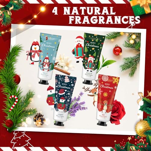 72 Christmas Hand Cream Gift Set Christmas Stocking Stuffers Hand Cream Travel Size Care Cream Bulk Mini Hand Lotion for Dry Cracked Hands Employees Colleagues Teacher Gifts