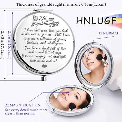 to My Granddaughter - You're Amazing and Beautiful - Pocket Mirror, Granddaughter Engraved Compact Mirror, Family First Mirror Encouragement Gifts from Grandparents (Rose Gold-A)