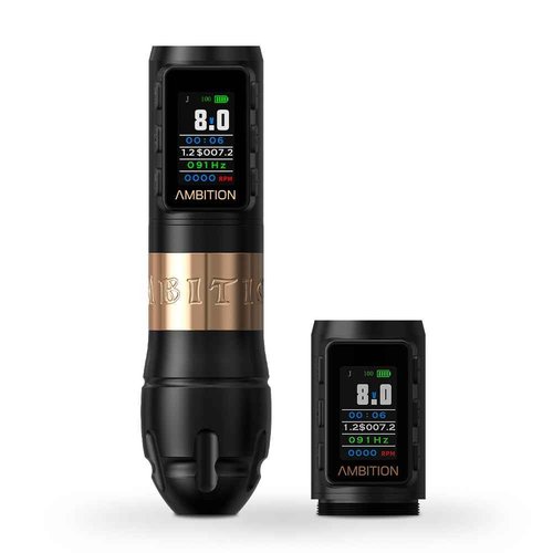 Ambition Vibe Max Wireless Tattoo Machine Dual 1800mAh LED Digital Display Screen - Rotary Tattoo Cartridge Pen with Main Drive Brushless Motor Tattoo Gun for Tattoo Artists