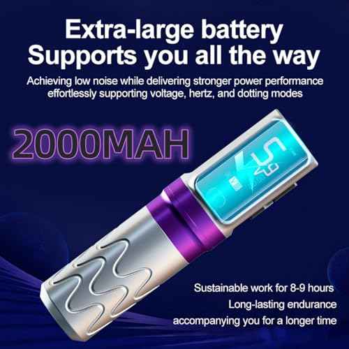 Fury Tattoo Gun Pen Machine,Wireless Tatto Machine with Smart Screen Display£¬Pro Tattoo Guns with Motor Power reliable for all kinds of needles(Purple)