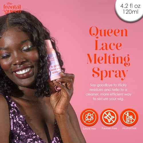 The Frontal Queen Lace Melting Spray, Ashy Lace Melting Spray for Lace Wigs, Lace Bond Spray, Extra Hold Lace Melting Spray Adhesive Wig, No Residue, Long Lasting Safe Formula - 4.2 oz