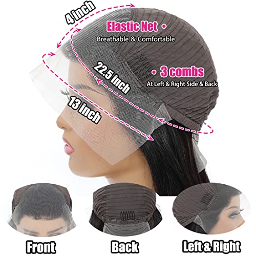 Water Wave Lace Front Wigs 13x4 HD Trasparent Glueless Lace Frontal Wigs for Women Pre Plucked with Baby Hair 180 Density Wet and Wavy Wigs (26 inch)
