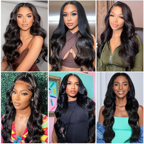 Body Wave Bundles Human Hair 20 22 24 Inch Human Hair Bundles 100% Unprocessed Brazilian Virgin Quick Weave 3 Bundle Human Hair Extensions for Black Women Natural Color