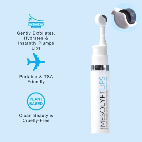 MESOLYFT Lip Plumper with Roller to Instantly Plump Lips, Promotes Hydration and Fullness, Plumping Lip Gloss for Fuller Lips, Serum to Moisturize Your Lips (12 ML)