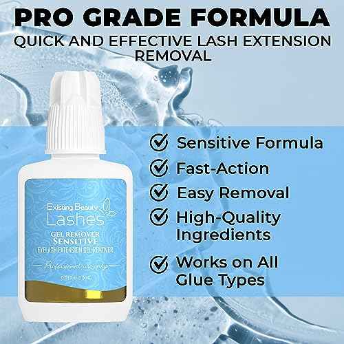 Sensitive Lash Remover for Lash Extensions - Clear Eyelash Extension Remover Gel - Fast-Acting Lash Extension Remover, Efficient Lash Glue Remover 15 ml - Existing Beauty Lashes