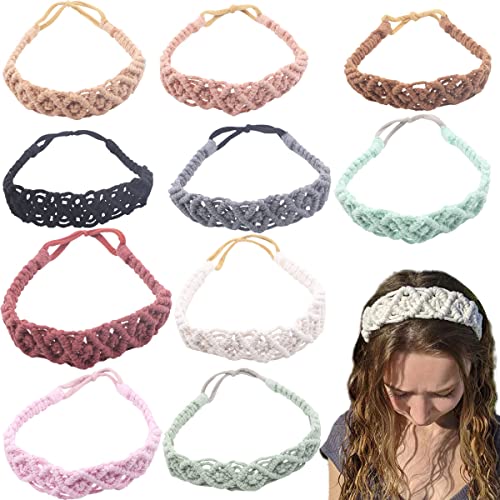 FZBNSRKO 3 Pack Floral Head Wrap, Handmade Knitted Hairbands for Women (Mixed Colors)