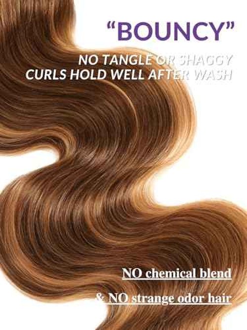 HERMOUS 13A Double Drawn Honey Blonde Highlight Thick Body Wave Bundles Raw Human Hair 20 Inch, Shed Free Ombre Brown Soft 100% Raw Human Hair Single Bundles Colored P4/27 Quick Weave