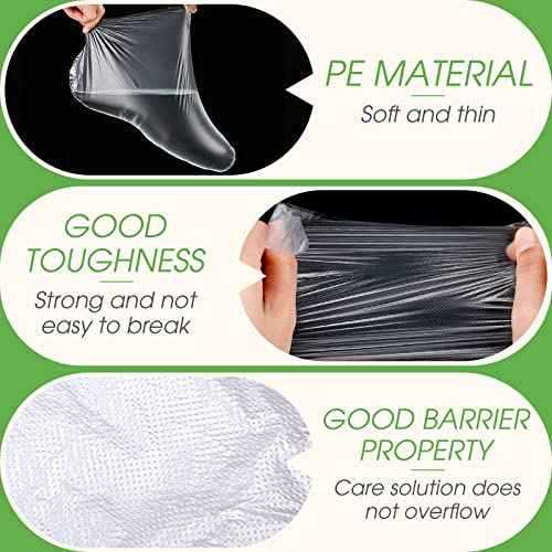 1500 Pcs Disposable Plastic Foot Covers for Feet Paraffin Bath Liners for Foot Pedicure Moisturizing Socks Spa Feet Care Hot Wax Therapy Booties Bags Covers with Stickers for Snug Closure