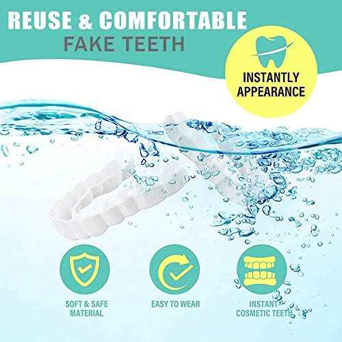 1Set Dentures Veneers Tooth,Dental Care Kits for Anti Molar Orthodontic Cosmetic Teeth,Smile Snap Tooth.(White,1Top+ 1Bottom+2Adhesives+1Tweezers+1Heart-Shaped Storage Box£©