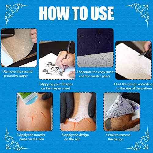 CINRA Practice Skin with Transfer Paper, 30PCS Tattoo Fake Skin and Tattoo Tracing Paper Kit Including 10PCS Double Sided Skin and 20PCS Tattoo Stencil Paper for Tattoo Practice Tattoo Supplies
