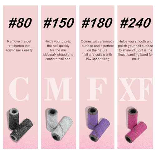 100 Pcs 3mm Professional Small Sanding Bands & 2Pcs Small Mandrel Bit Set for Nail Drill,240# Upgrade Design 3mm Nail File for Manicures and Pedicure with Stainless Steel Shaft