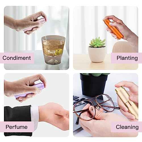 Tekson 8ml Travel Perfume Atomizer Refillable, Mini Cologne Spray Bottle Empty, Small Aftershave Portable Sprayer for Liquid Dispenser (Pink&Purple)