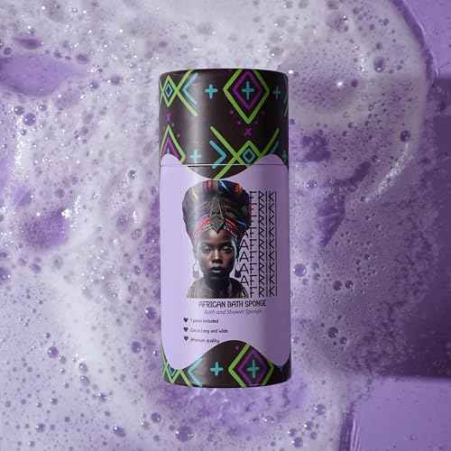 AFRIKI African Net Sponge ? Exfoliating Body Scrubber, Black Owned & Rooted in Africa, All Skin Types | 45 in Long (Lilac)