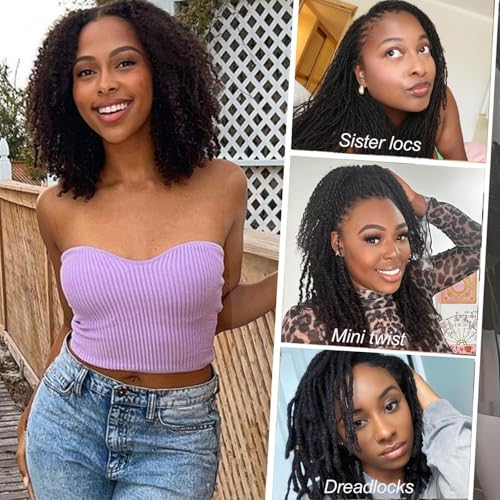 Afro Kinkys Bulk Human Hair for Draedlock Extensions Repair Locs Afro kinkyhair For Braiding Twist Braids Afro Human Hair (Natural Black, 18 Inch (Pack of 3))